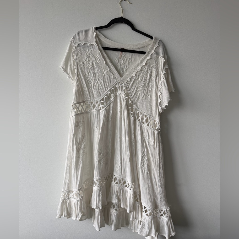 Free People White V-Neck Dress